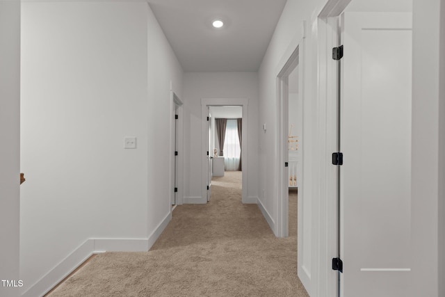 825 Abbyberry Dr, Wake Forest, NC 27587 - hall with light colored carpet, baseboards, and recessed lighting