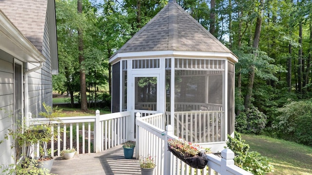 6517 Hidden Pond Rd, Wendell, NC 27591 - view of outdoor structure with a sunroom