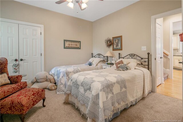 42 Skipping Water Dr, Spring Lake, NC 28390 - bedroom featuring carpet, a closet, and ceiling fan