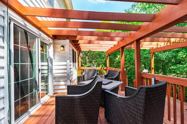 wooden deck with a pergola