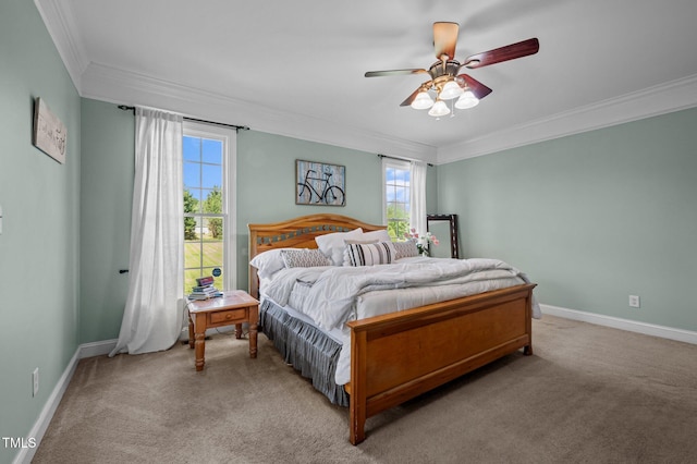 281 Derwin Dr, Timberlake, NC 27583 - bedroom featuring ornamental molding, carpet floors, baseboards, and ceiling fan