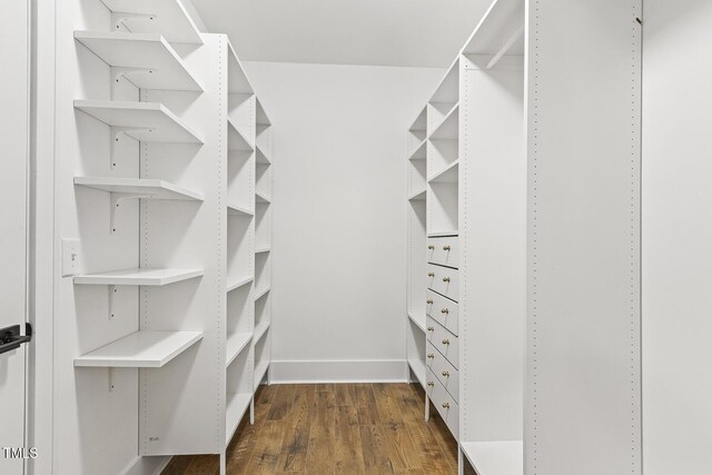 13417 New Light Rd, Raleigh, NC 27614 - walk in closet featuring dark wood-type flooring