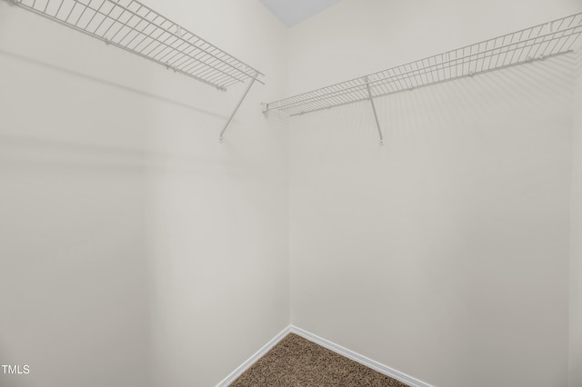 spacious closet with dark carpet