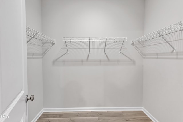 spacious closet with wood finished floors