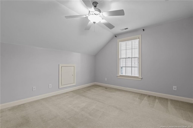 35 Shining Water Ln, Spring Lake, NC 28390 - additional living space featuring vaulted ceiling, carpet, baseboards, and a ceiling fan