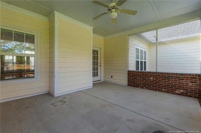 view of patio / terrace with a ceiling fan