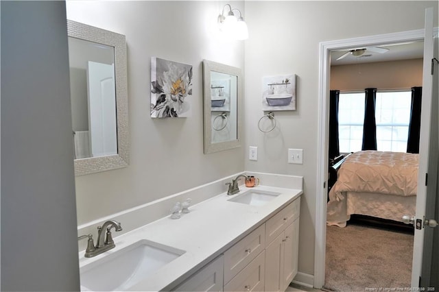 120 Will Lucas Rd, Linden, NC 28356 - ensuite bathroom with ceiling fan and double vanity