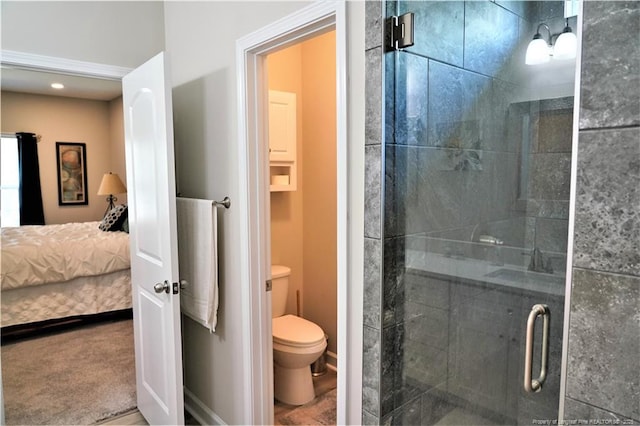 120 Will Lucas Rd, Linden, NC 28356 - bathroom with ensuite bathroom, a shower stall, and toilet