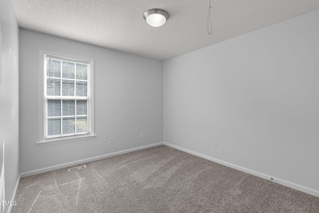 carpeted spare room featuring a textured ceiling, plenty of natural light, and baseboards