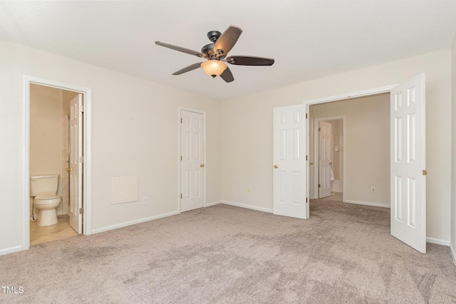 509 Darby Glen Ln, Durham, NC 27713 - unfurnished bedroom with carpet flooring, baseboards, ensuite bathroom, and ceiling fan