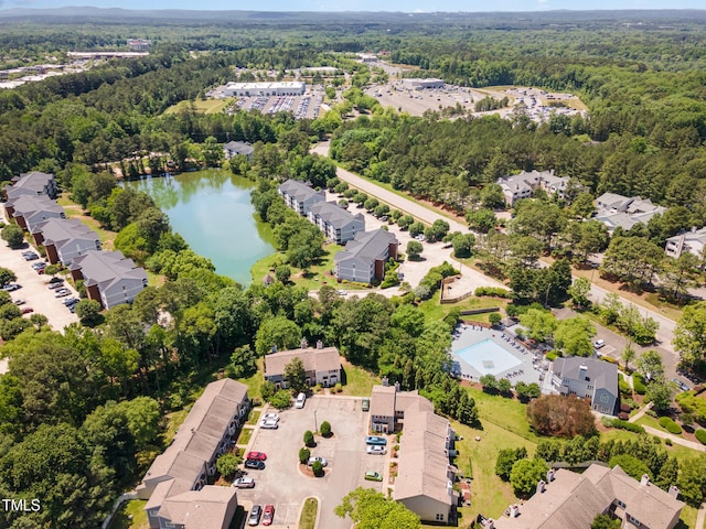 509 Darby Glen Ln, Durham, NC 27713 - aerial view of residential area with a heavily wooded area and a nearby body of water