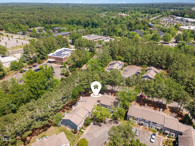 509 Darby Glen Ln, Durham, NC 27713 - aerial perspective of suburban area with a heavily wooded area