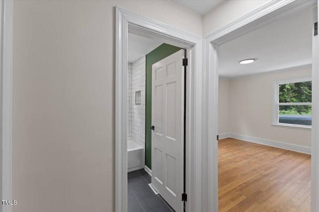 4713 Erwin Rd, Durham, NC 27705 - hall featuring baseboards and wood finished floors
