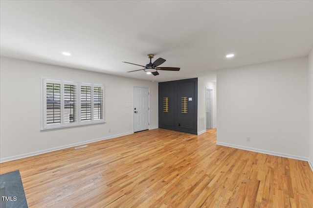 4713 Erwin Rd, Durham, NC 27705 - spare room with ceiling fan, light wood-type flooring, recessed lighting, and baseboards