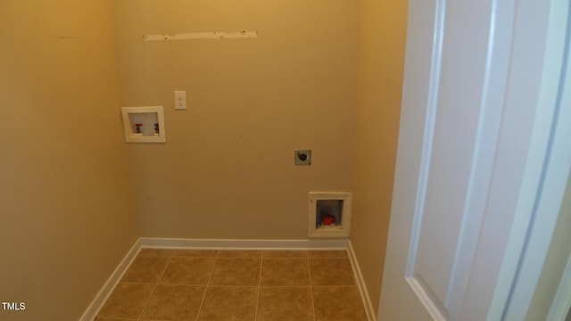 919 Middle Ground Ave, Rolesville, NC 27571 - laundry area featuring electric dryer hookup, washer hookup, tile patterned flooring, and baseboards