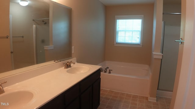 919 Middle Ground Ave, Rolesville, NC 27571 - full bathroom with a stall shower, a bath, double vanity, and tile patterned floors