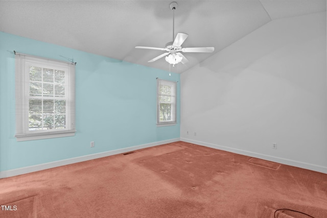 4705 Forest Highland Dr, Raleigh, NC 27604 - carpeted empty room with vaulted ceiling, baseboards, and ceiling fan