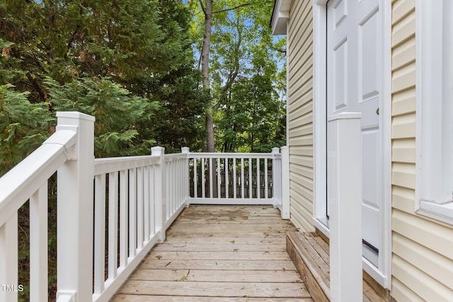 4705 Forest Highland Dr, Raleigh, NC 27604 - wooden terrace with view of wooded area