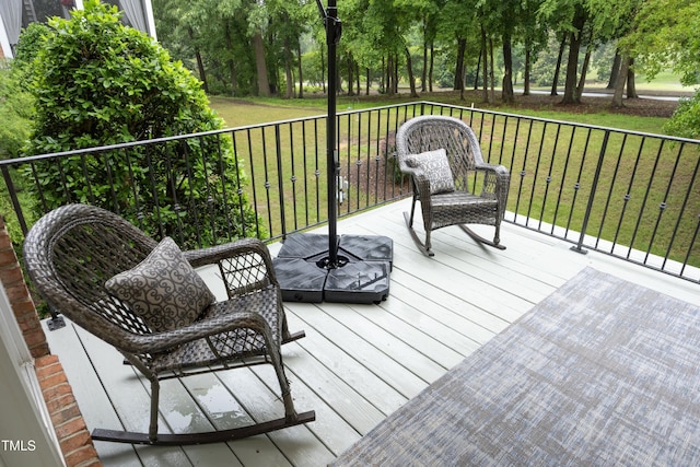 deck with a lawn