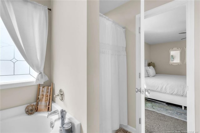 6955 S W St, Godwin, NC 28344 - ensuite bathroom with plenty of natural light, a bath, and a shower with curtain