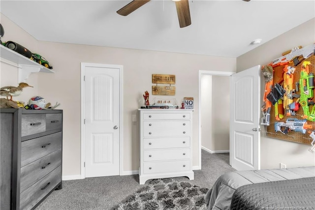 6955 S W St, Godwin, NC 28344 - bedroom featuring carpet flooring, baseboards, and ceiling fan