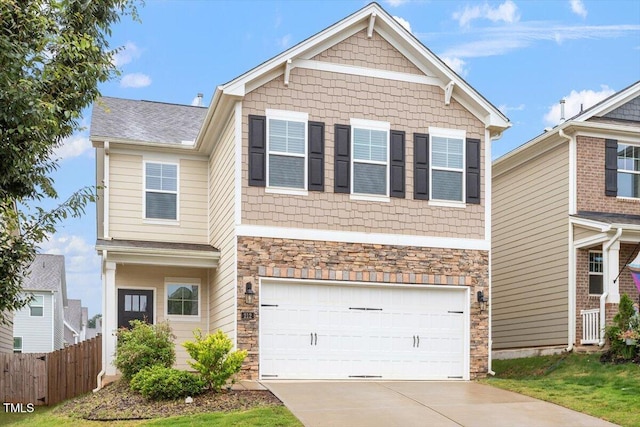 212 Sea Trail St, Hillsborough, NC 27278 - craftsman-style home with stone siding, concrete driveway, and an attached garage