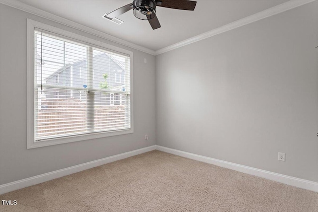 212 Sea Trail St, Hillsborough, NC 27278 - carpeted spare room with plenty of natural light, crown molding, and ceiling fan