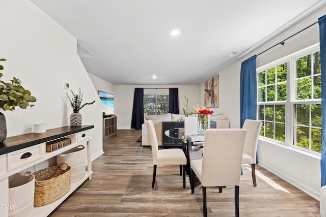 4157 Trevino Dr, Durham, NC 27704 - dining area featuring plenty of natural light, baseboards, and recessed lighting
