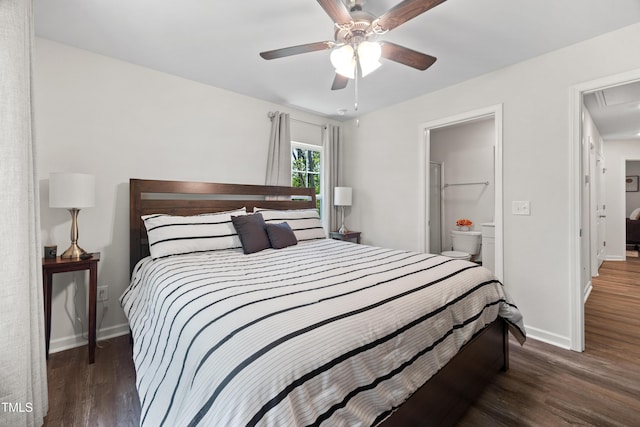 4157 Trevino Dr, Durham, NC 27704 - bedroom featuring attic access, wood finished floors, baseboards, and ensuite bathroom