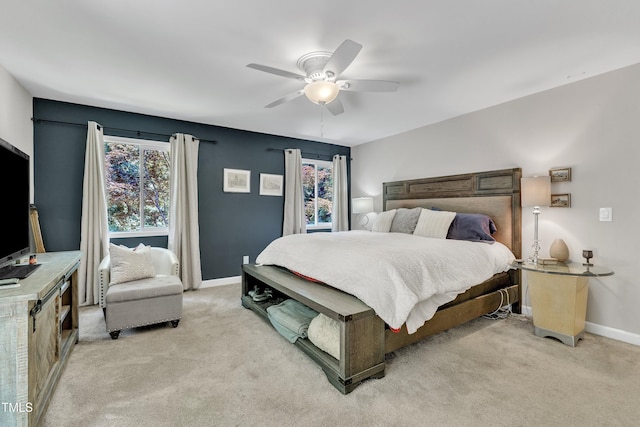 10909 Raven Rock Dr, Raleigh, NC 27614 - bedroom featuring baseboards, light colored carpet, and a ceiling fan