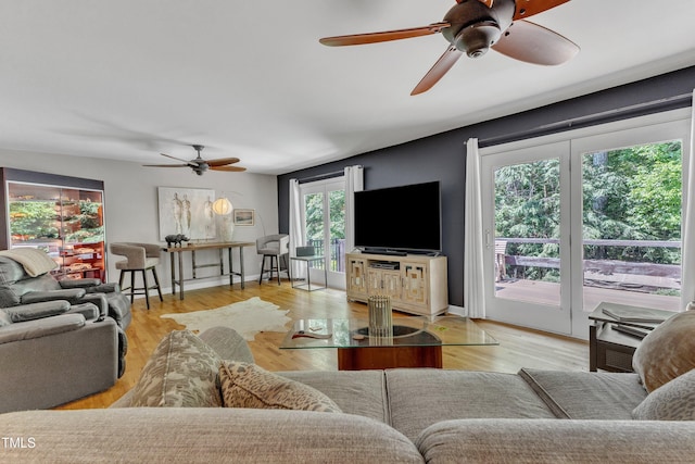 10909 Raven Rock Dr, Raleigh, NC 27614 - living room featuring a ceiling fan and wood finished floors