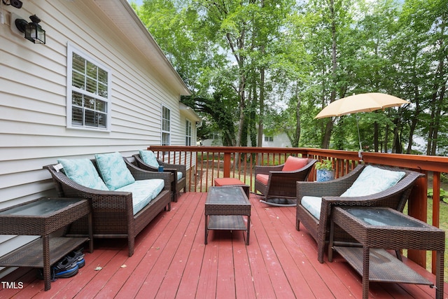687 W Watson Rd, Benson, NC 27504 - wooden deck with outdoor lounge area