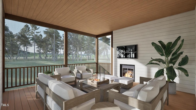 913 Tyrrell Rd, Raleigh, NC 27609 - sunroom featuring an outdoor living space with a fireplace