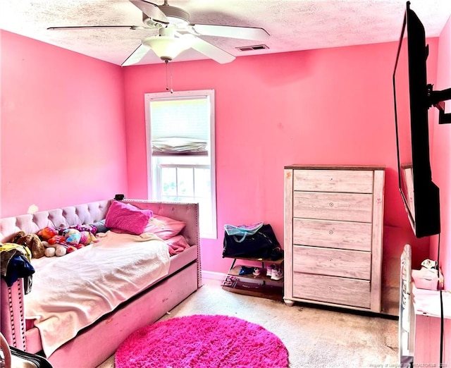 429 Bristlecone Rd, Fayetteville, NC 28311 - bedroom with a textured ceiling, ceiling fan, and carpet