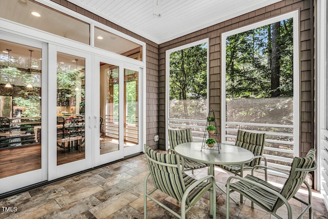289 Stoneview, Pittsboro, NC 27312 - sunroom with french doors and outdoor dining area