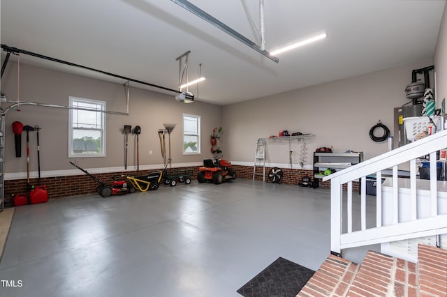 garage with a garage door opener