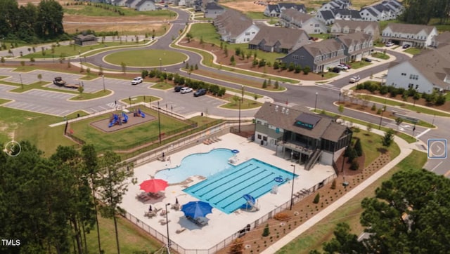 646 Shelford Trl, Zebulon, NC 27597 - aerial view of a pool area