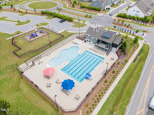 646 Shelford Trl, Zebulon, NC 27597 - drone / aerial view of a pool
