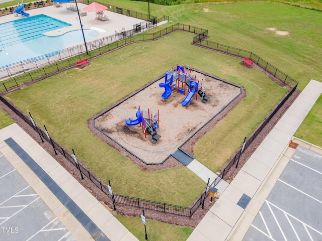 646 Shelford Trl, Zebulon, NC 27597 - drone / aerial view of a recreational park and a pool area