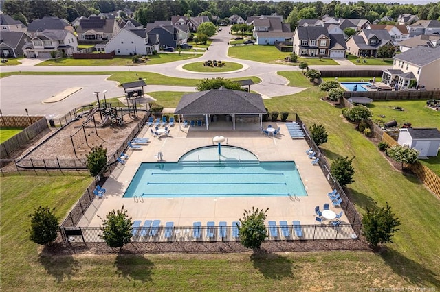 1409 Amen Ct, Hope Mills, NC 28348 - aerial view of residential area featuring a pool area
