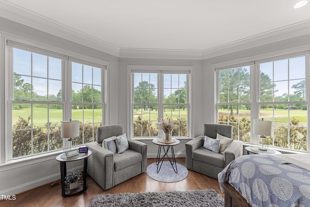 sunroom with view of golf course