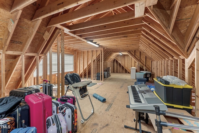 view of unfinished attic
