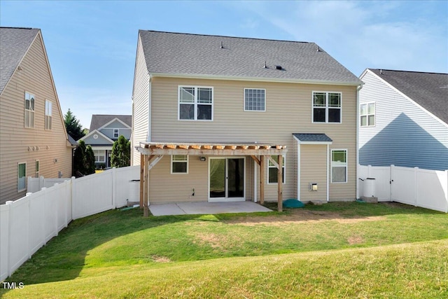 back of property with a patio area and a pergola