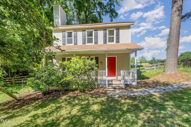 40 Crepe Myrtle Ct, Angier, NC 27501 - view of front of house featuring a porch and a chimney
