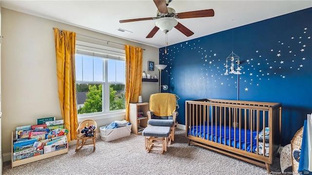 4323 Saleeby Way, Fayetteville, NC 28306 - carpeted bedroom with a nursery area and ceiling fan