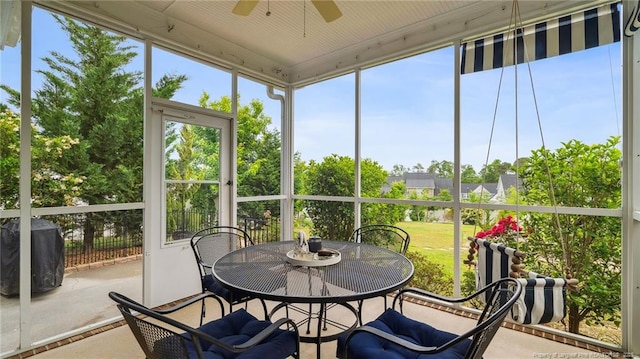 4323 Saleeby Way, Fayetteville, NC 28306 - sunroom / solarium with a ceiling fan, outdoor dining space, and plenty of natural light