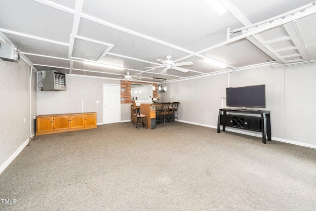 basement with baseboards and carpet