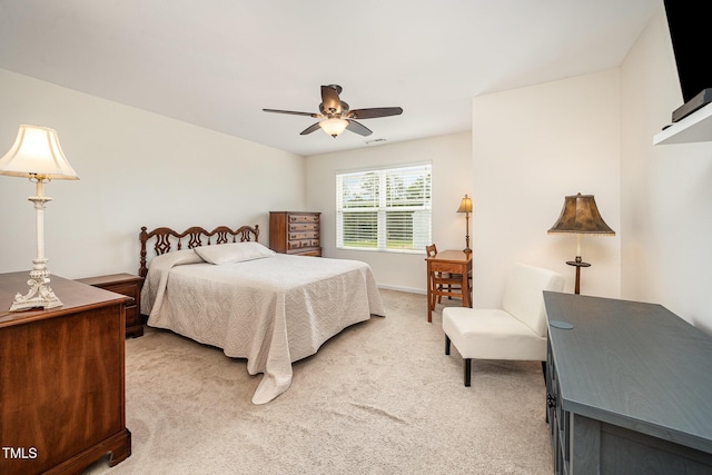 3403 Cardinal Lake Dr, Durham, NC 27704 - bedroom with light colored carpet and ceiling fan