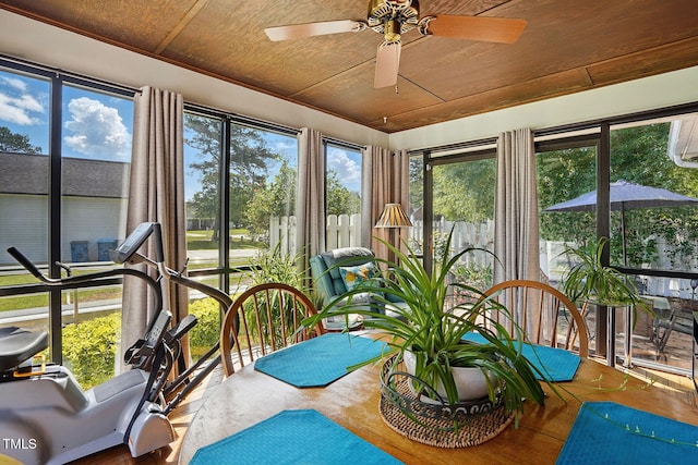 203 Marlowe Dr, Dunn, NC 28334 - sunroom featuring wood finished floors, wood ceiling, and plenty of natural light