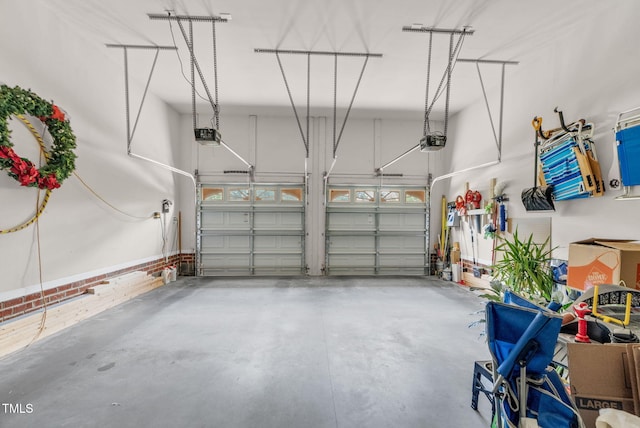 garage with a garage door opener